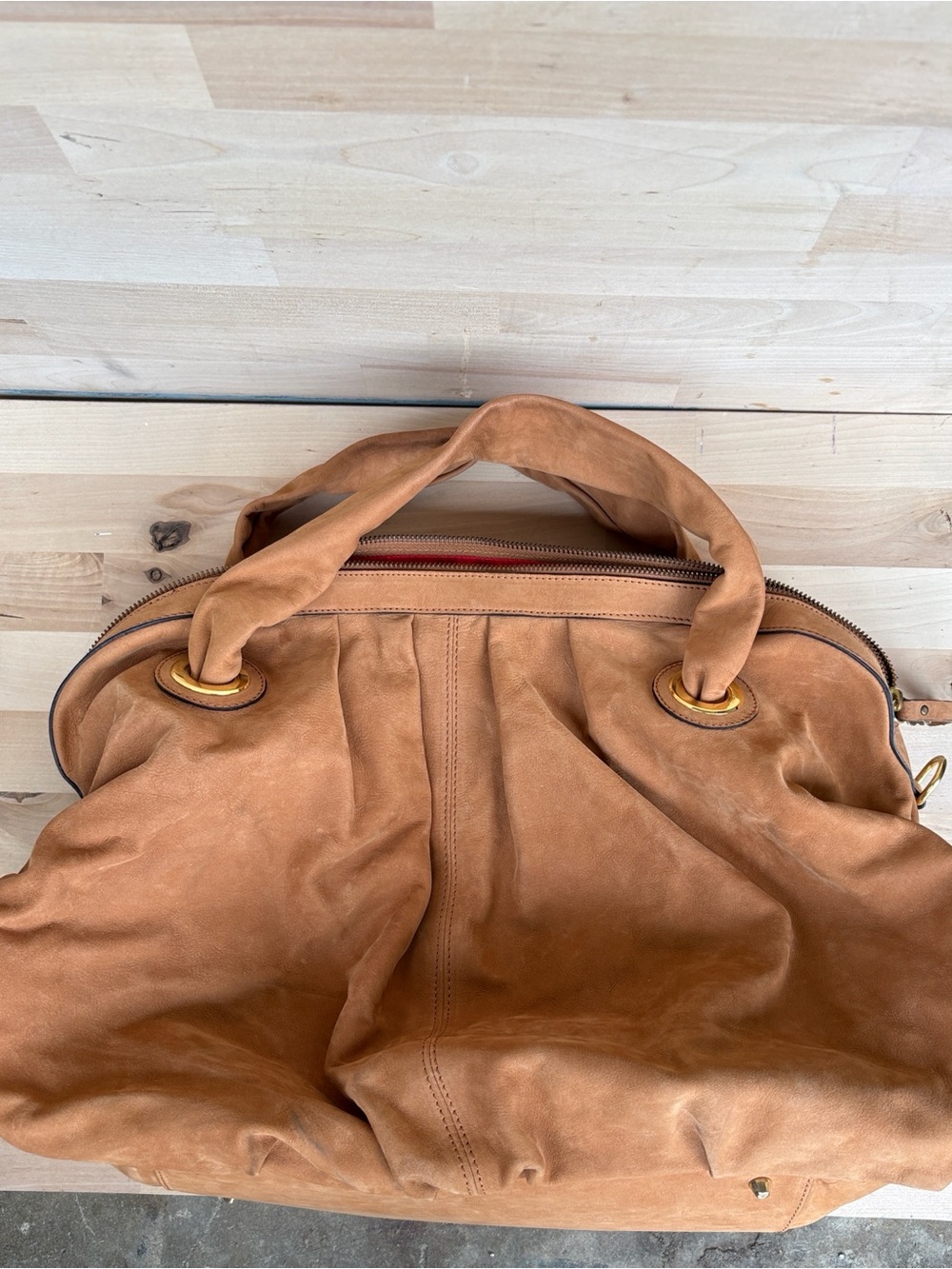 VTG Jenrigo Tan Suede Hobo Bag
